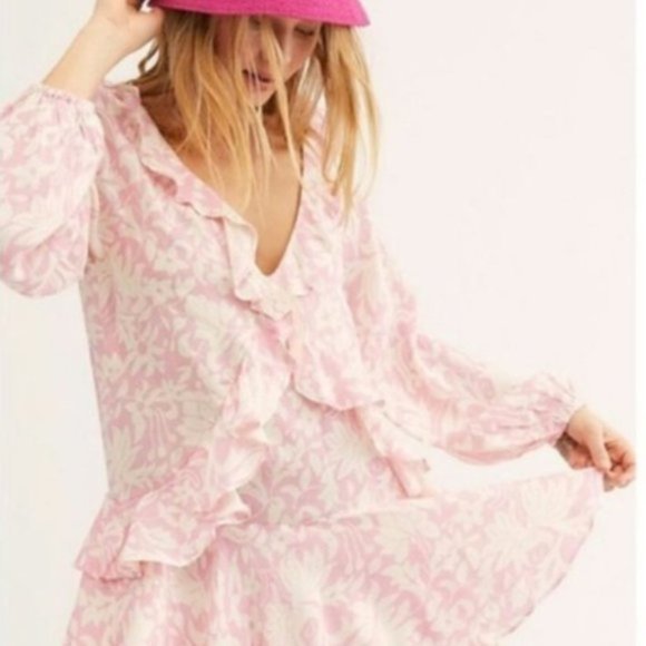 Free People Rebecca Floral Ruffle Mini Dress. M, S - Picture 4 of 11